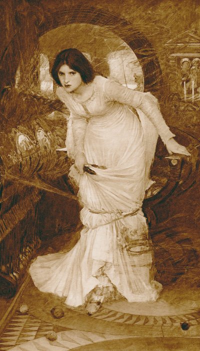 The Lady of Shalott (fotogravyr) av John William (after) Waterhouse