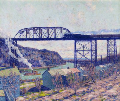 On the Rondout (olja på duk) av John William Bentley