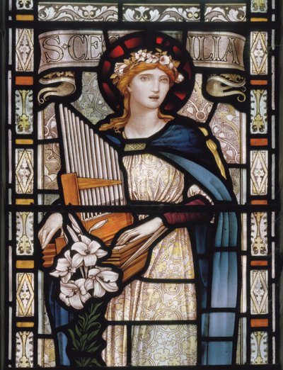 St Cecilia, 1890 (målat glas) av John William Brown