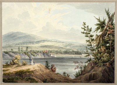Hudson River Bridge nära Waterford, New York, 1832 (akvarell, gouache, selektiv glasering, grafit och utskrapa på papper på kort) av John William Hill