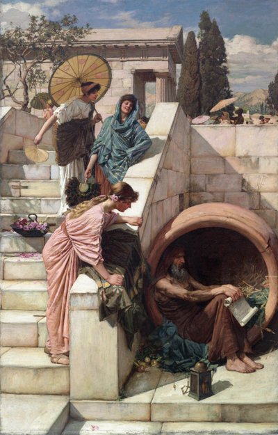 Diogenes i sin tunna, ca 1882 (olja på duk) av John William Waterhouse