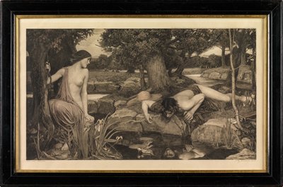Eko och narcissus (fotogravyr) av John William Waterhouse