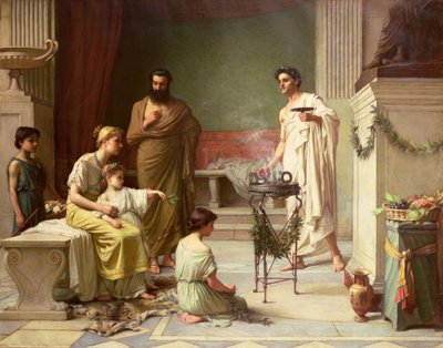 Ett sjukt barns besök i Aesculapius tempel, 1877 av John William Waterhouse