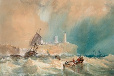 En handelsbrigg springer ut från Tynemouth av John Wilson Carmichael