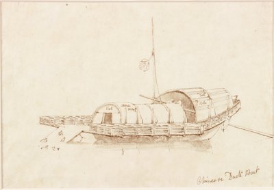 Chinese Duck Boat (bläck (spiral) på papper (på papper)) av John Wilson Carmichael