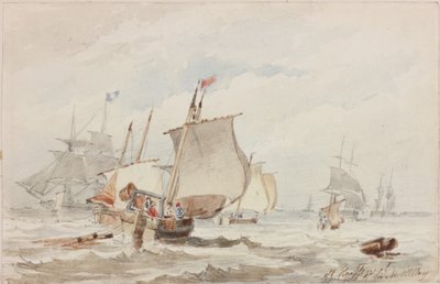 Off Hartlepool (penna och akvarell på papper) av John Wilson Carmichael