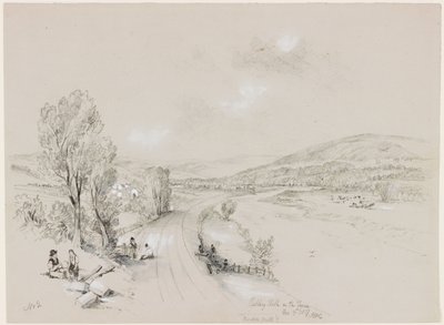 Ridley Hall, Bardon Mill, 1837 (f.Kr. och penna på papper) av John Wilson Carmichael