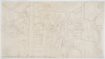 Wardroom H.M.S. Caesar (penna på papper (spårning)) av John Wilson Carmichael
