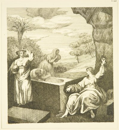 Hogarths altartavla - Ängel vid graven (penna och bläck på papper) av John Withers