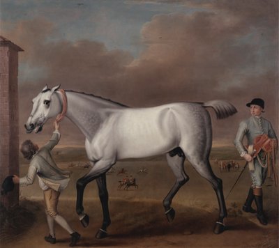 Hertigen av Hamiltons grå kapplöpningshäst "Victorious" på Newmarket av John Wootton