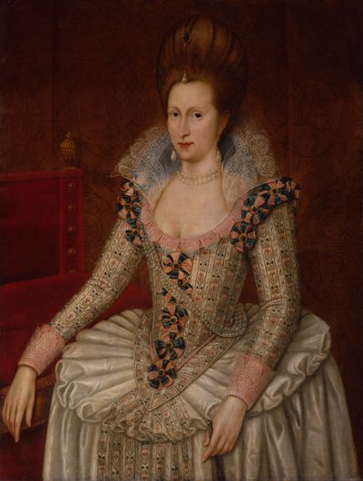Drottning Anne av Danmark, ca 1605 (olja på panel) av John de the Elder (attr. to) Critz