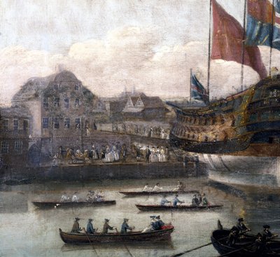 Lansering på Deptford Dockyard, ca 1750 (uppgift om 264190) av John the Elder Cleveley