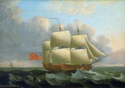 "Royal Caroline", byggd 1749 i Deptford (England). Olja på duk av John the Elder Cleveley