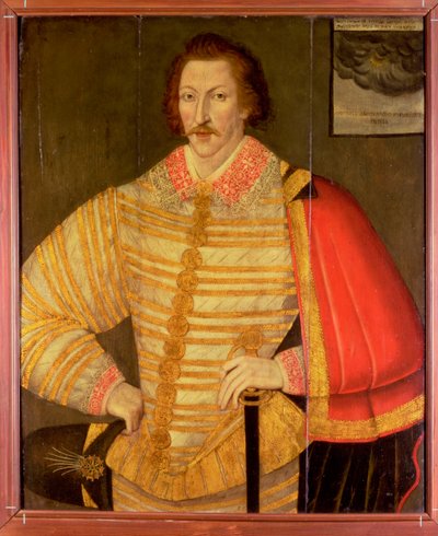 Porträtt av en gentleman, tänkt att vara engelsk navigatör Thomas Cavendish av John the Younger Bettes