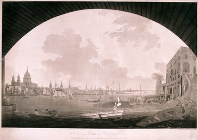City of London från Blackfriars Bridge, 1795 av John william Edy