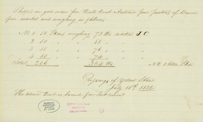 Note of Johnson Gardner, Crossings of Yellow Stone, July 18, 1832 av Johnson Gardner