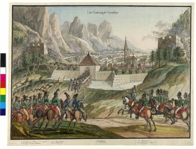 De österrikiska truppernas erövring av Luziensteig 1799 (akvarell) av Jokob Placidus Altmutter