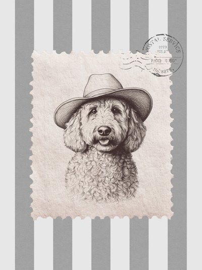 Goldendoodle-cowboy-stämpel av Jolly and Dash
