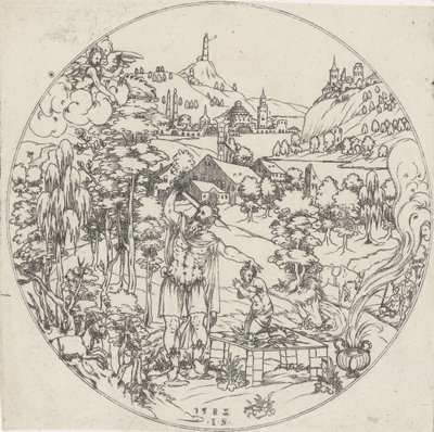Abraham offrar Isak Bottoms of Bowls: Landscapes with bibliska och mytologiska skildringar (serietitel) av Jonas Silber