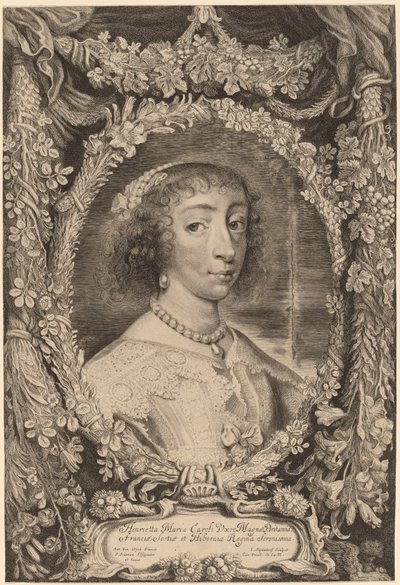 Henrietta Maria, drottning av England av Jonas Suyderhoff after Sir Anthony van Dyck