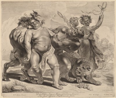 Bacchus fylleri av Jonas Suyderhoff after Sir Peter Paul Rubens