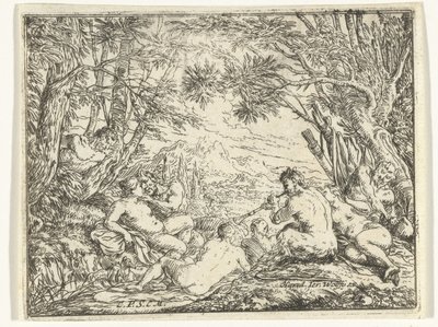 Satyrer och nymfer i en skog av Jonas Umbach