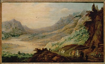 Landskap med floddal ... (olja på ek) av Joos de (follower of) Momper