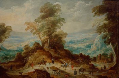 Bergslandskap med jaktsällskap av Joos de Momper