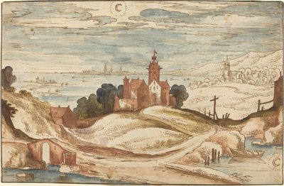 Landskap med Chateau på en kulle av Joos de Momper II