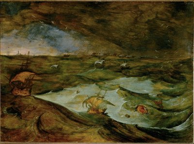 Storm på havet, tidigare tillskriven Pieter Bruegel d.ä. (målning på ek) av Joos or Josse de The Younger Momper