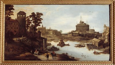 Utsikt över Tibern (Tevere) och Castel Sant