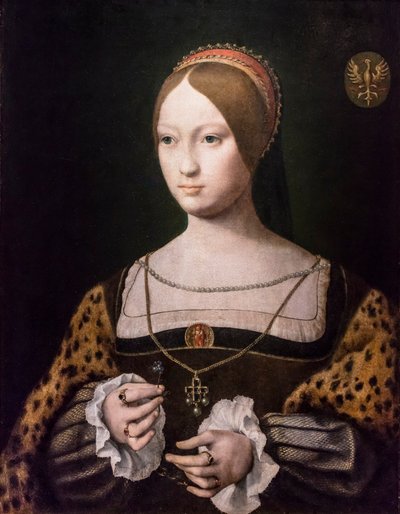 Porträtt av prinsessan Isabelle (eller Isabeau) av Österrike av Joos van Cleve