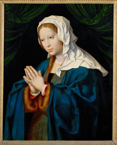 Jungfru Maria ber ... (målning på duk) av Joos van Cleve