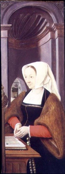Hustru till en donator (vinge av en triptyk) av Joos van Cleve