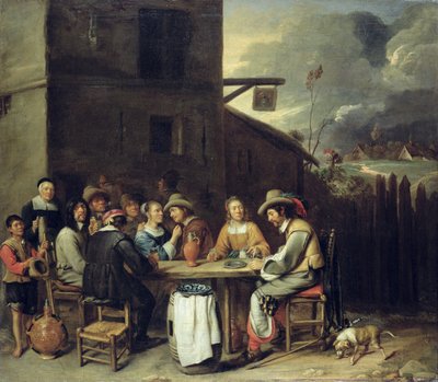 Companions Carousing in front of a Tavern, 1640-50  av Joos van Craesbeeck