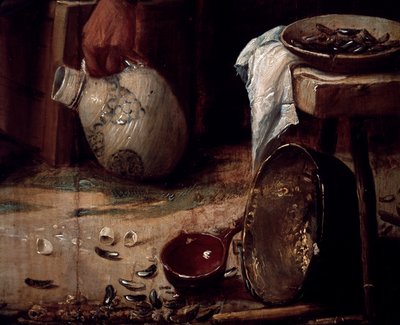 Vår eller lunch av musslor, detalj. (olja på panel) av Joos van Craesbeeck