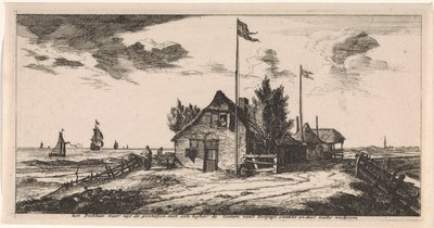 Posthus med en brevbärare på utkik Vykort (serietitel) av Joost van Geel