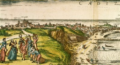 Cadiz, Spanien, etsning efter teckning av Joris Hoefnagel av Joris (after) Hoefnagel