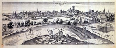 Et Skiferbrud i Angers, 1561 swed av Joris Hoefnagel