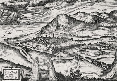 Staden Pesaro, gravyr av Joris Hoefnagel (1542-1601) av Joris Hoefnagel