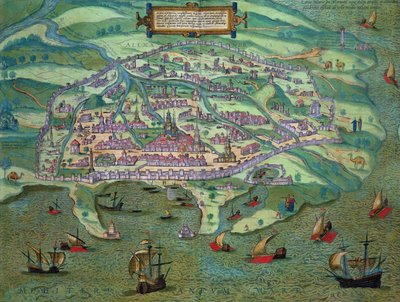 Karta över Alexandria, från "Civitates Orbis Terrarum" av Georg Braun (1541-1622) och Frans Hogenberg (1535-90), ca 1572 av Joris Hoefnagel