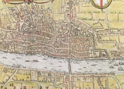 Karta över London, från "Civitates Orbis Terrarum", av Georg Braun (1542-1622) och Frans Hogenburg (1635-90), ca 1572. av Joris Hoefnagel
