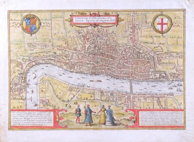 Karta över London, från Civitates Orbis Terrarum, av Georg Braun (1542-1622) och Frans Hogenburg (1635-90), ca 1572 (se även 51896 och 58543) av Joris Hoefnagel