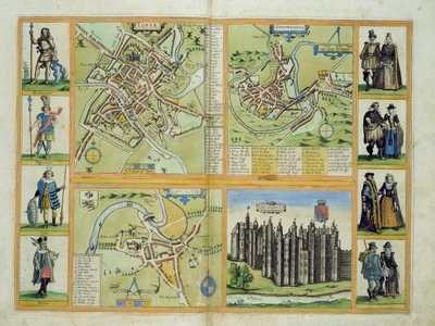 Kartor över York, Shrewsbury, Lancaster och Richmond, från "Civitates Orbis Terrarum" av Georg Braun (1541-1622) och Frans Hogenberg (1535-90), ca 1572-1617. av Joris Hoefnagel