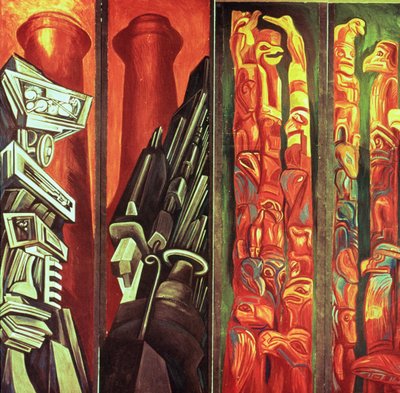 Dekorativ panel III, från The Epic of American Civilization av José Clemente Orozco