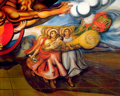 Mexikanska kvinnor, med sina barn och produkterna av sitt arbete, marscherar för att kräva sina rättigheter, från cykeln "Det mexikanska folket kräver social trygghet" (fresk) av José Clemente Orozco