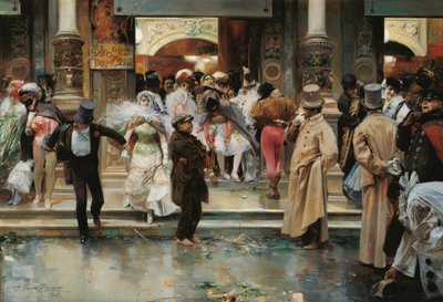 Leaving the Masqued Ball - Garcia y Ramos, Jose (1852-1912) - 1905 - Olja på duk - 70,5x104,1 - Museo Carmen Thyssen, Malaga av José García Ramos