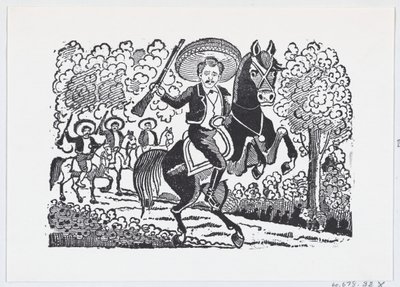 En revolutionär soldat till häst med ett gevär Heraclio Bernal, ca. 1880-1910., ca. 1880-1910. av José Guadalupe Posada