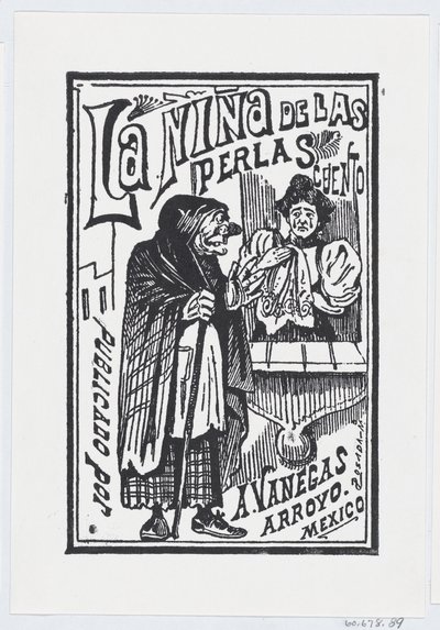 En kvinna som gråter med en näsduk i handen och pratar med en gammal kärring, illustration..., ca. 1880-1910. av José Guadalupe Posada