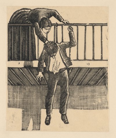 En kvinna som upptäcker en man som har begått självmord genom att hänga sig själv från en bal..., ca. 1900-1910. av José Guadalupe Posada